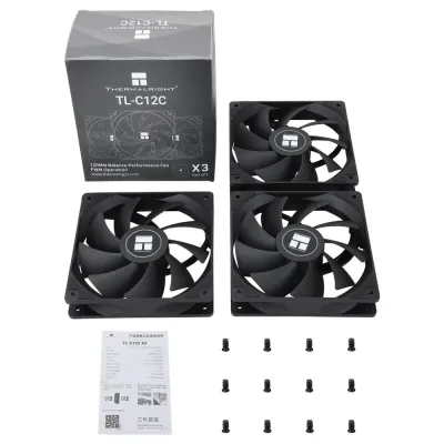 THERMALRIG TL-C12CX3 - Thermalright TL-C12C*3 CPU Fan 120mm Case Cooler Fan, 4pin P