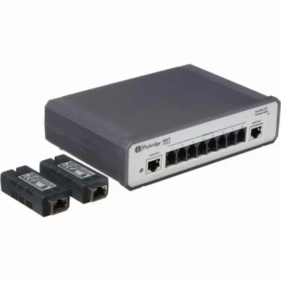 Phybridge PL08 - PoLRE LPC: 8 Port Long Reach Single Pair UTP PoE (15 Watts) 