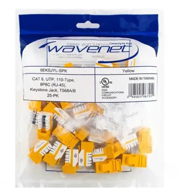 Wavenet WAV-6EKSJYL-25PK - CAT6 JACK YELLOW 25 PACK