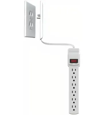 Sleek Socket SST-6-S-OVSZ-W - PL-Sleek Socket 6 Outlet Surge Protector