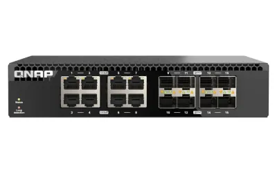 QNAP QSW-3216R-8S8T-US - QNAP HALF-RACKMOUNT SWITCH QSW-3216R-8S8T-US, 16 PORT UNMANA