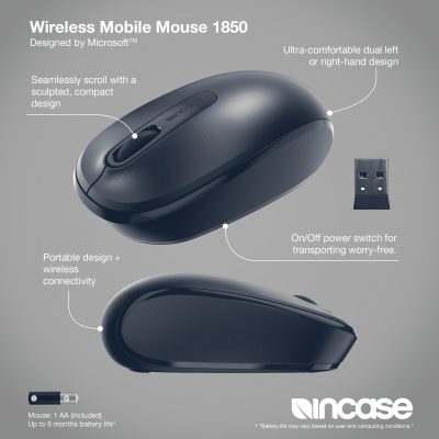 INCASE U7Z-00011 - INCASE WIRELESS MOBILE MOUSE 1850 DESIGNED BY MICROSOFT - WO