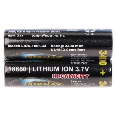 ULTRALAST UL1865-34-2P - 2PK 18650-34 RTL CRD BATT
