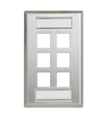 International Connectors and Cable Corp. IC107S06SS - Face Plate ID 1-Gang 6-Port Stainless Steel