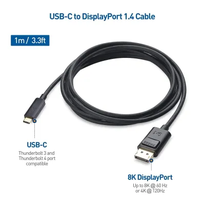 CABLE MATTERS 201036-BLK-1M - CABLE MATTERS UNIDIRECTIONAL USB C TO DISPLAYPORT 1.4 CABLE 
