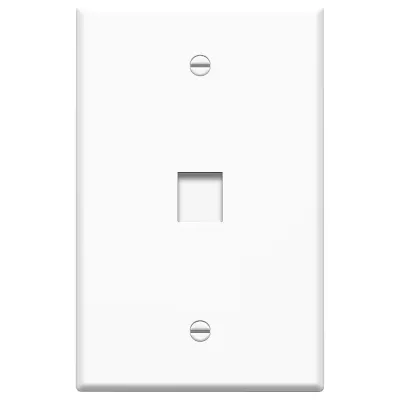 4XEM 4XFP01KYWH - Single Port White Keystone Wall Plate for Versatile Connecti
