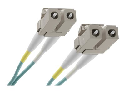 FS FJ5G4LCLC-09M - 9 METER LC-LC OM4 100GIG FIBER OPTIC CABLE, AQUA, OFNR, 5012