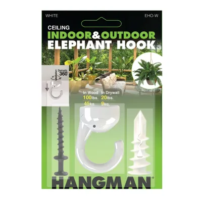 HANGMAN EHO-W - INDROUTDR CLNG HOOK WHT