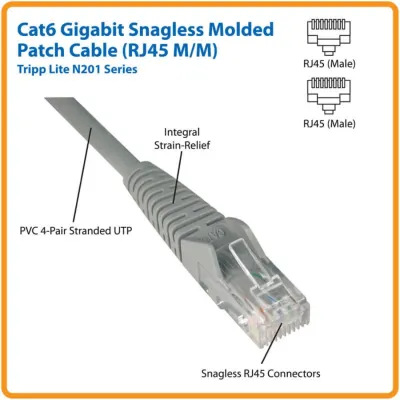 Eaton Tripplite N201-003-YW - ETHERNET CABLE - UNSHIELDED TWISTED PAIR (UTP) - MALE LEFT G