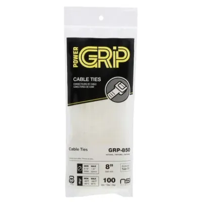 POWER GRIP GRP-850 - Cable Tie Natural 8 50lb 100pk