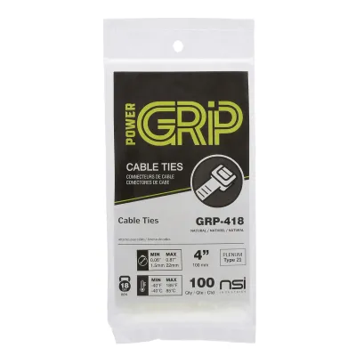 POWER GRIP GRP-418 - Cable Tie Natural 4 18lb 100pk