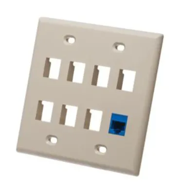 Cablesys ICC-IC107FD8IV - FACEPLATE, FLAT, 2-GANG, 8-PORT, IVORY