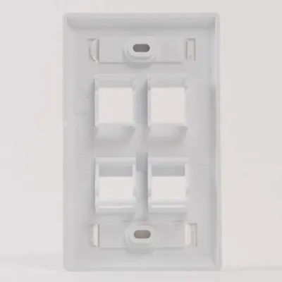 ICC IC107AS4WH - FACEPLATE, ID, ANGLED, 1-GANG, 4-PORT WH