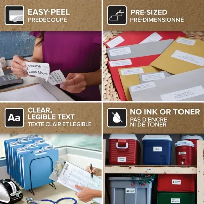 DYMO 30254 - CLEAR & COLOR ADDRESS LABELS - 130 LABELS. SIZE: 1-18IN X 3-