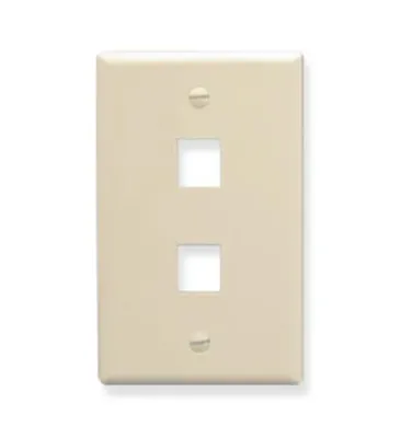 Cablesys ICC-IC107F02AL - FACEPLATE, FLAT, 1-GANG, 2-PORT, ALMOND