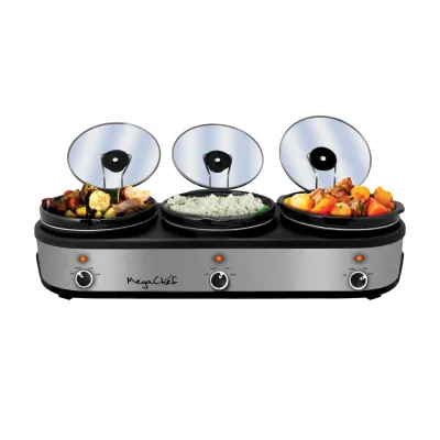 MegaChef MC-1203 - MegaChef Triple 2.5 Quart Slow Cooker and Buffet Server in B