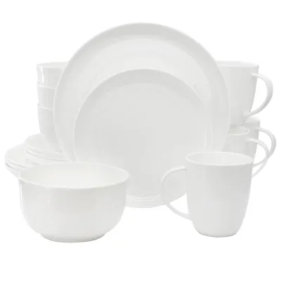 Meritage 142525.16 - Meritage Rimmed Coupe 16 Piece Round Bone China Dinnerware S