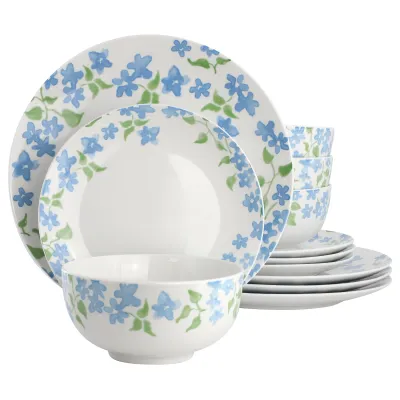 Gibson 148481.12 - Gibson Home Garden Aisle 12 Piece Fine Ceramic Dinnerware Se