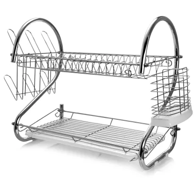 MegaChef DR-116 - MegaChef 16 Inch Two Shelf Dish Rack with Easily Removable D