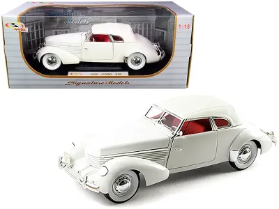 Signature Models 18108y - 1936 Cord 810 Coupe Yellow with Cream Top and Red Interior 1