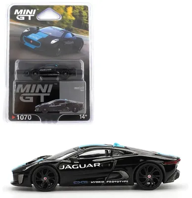 Mini GT MGT01070 - Jaguar C-X75 Black with Light Blue Stripe Limited Edition 16