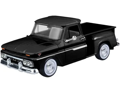 Motormax 79379bk - 1966 GMC C1000 Fenderside Pickup Truck Black Timeless Legend