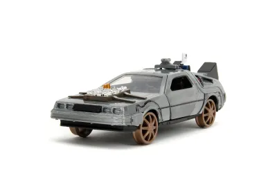 Jada Toys 34786 - DeLorean DMC (Time Machine) Brushed Metal Train Wheel Versio
