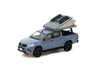 Tarmac Works T64R-041-CAMP - Toyota Hilux Pickup Truck RHD (Right Hand Drive) Gray with C