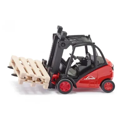 SIKU 1722 - Linde Forklift Truck Red with 2 Pallet Accessories 150 Dieca