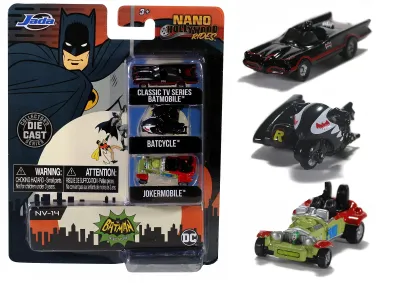 Jada Toys 31988 - Batman (1966-1968) Classic TV Series 3 piece Set Nano Hollyw