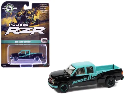 Autoworld AWBC003-AWSP203 - 2006 Chevrolet Silverado Pickup Truck Polaris RZR Black and 