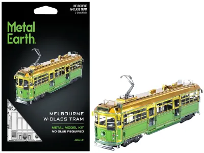 Metal Earth 1-MMS158 - Model Kit Melbourne W-class Tram Green and Gold (Moderate Di