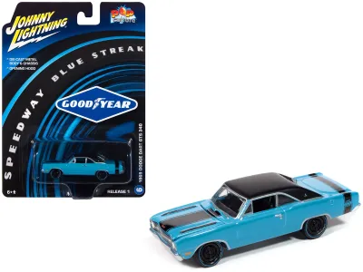 Johnny Lightning JLPC016-JLSP414 - 1969 Dodge Dart GTS 340 Blue with Black Top and Stripes Good
