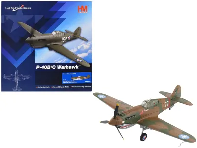 Hobby Master HA9207 - Curtiss P-40B Hawk 81-A2 Fighter-Bomber Aircraft No.77 Rober