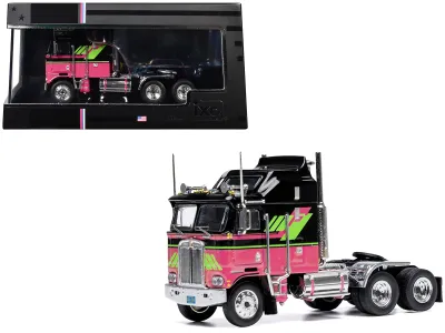 IXO U64TR006 - 1976 Kenworth K100 Aerodyne Truck Tractor Black and Pink wit