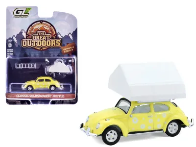 Greenlight 38080A - Volkswagen Classic Beetle Yellow with White Flower Graphics 