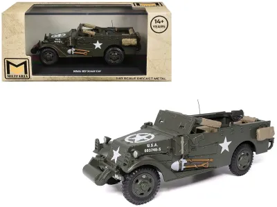 Militaria Die Cast 24213-43 - White M3 Scout Car Olive Drab United States Army 143 Diecast