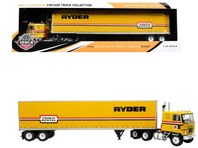 Iconic Replicas 43-0662 - 1970 GMC Astro 95 Tractor with Dry Van Trailer Ryder Truck R