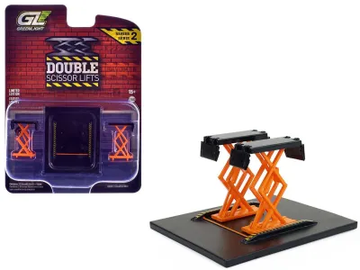 Greenlight 16220A - Automotive Double Scissor Lift Black and Orange Double Sciss