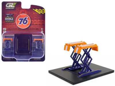 Greenlight 16220B - Automotive Double Scissor Lift Union 76 Orange and Blue Doub
