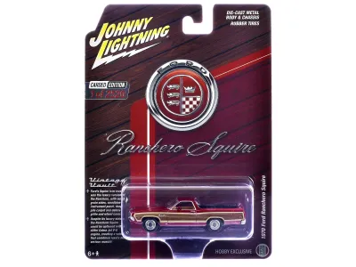 Johnny Lightning JLSP441 - 1970 Ford Ranchero Squire Red with Woodgrain Sides Hobby Exc