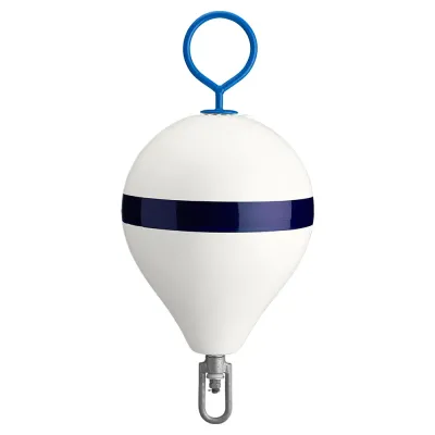 Polyform CM-2 WHT W/STR - Polyform 13.5 CM Mooring Buoy wGalvanized Iron - White Blue 
