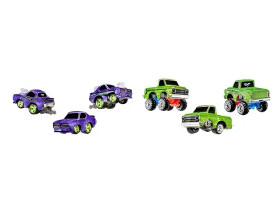 Car Tuned 541769-XX3 - 1969 Pontiac GTO Purple Metallic and 1967 Chevrolet C10 Pick
