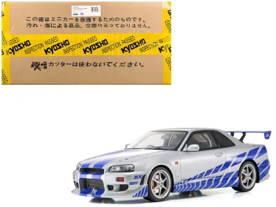 Kyosho KSR12007A - Nissan Skyline GT-R (R34) RHD (Right Hand Drive) Silver Meta