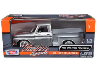 Motormax 79379s - 1966 GMC C1000 Fenderside Pickup Truck Silver Metallic Timel