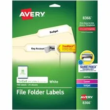 Avery Dennison AVE 8366 - Avery File Folder Labels - 23 Width x 3 716 Length - Permane