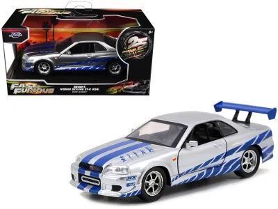 Jada Toys 97184-25TH - Brians Nissan Skyline GT-R (R34) RHD (Right Hand Drive) Silv