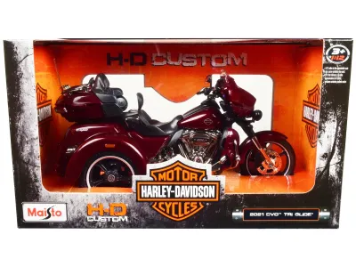 Maisto 32337 - 2021 Harley Davidson CVO Tri Glide Motorcycle Dark Red Metal