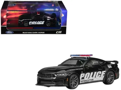 CM Models CM64-DARKHORSE-PD01 - Ford Mustang Dark Horse Police Interceptor Black 164 Diecast