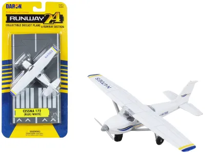 Runway24 RW065 - Cessna 172 Aircraft White with Blue and Yellow Stripes N470E